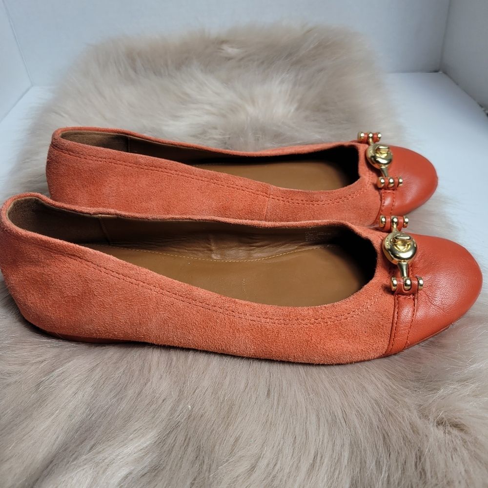 Coach Orange Leila Suede Ballet Shoe